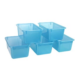 Storex Small Cubby Bins – Plastic Storage Containers for Classroom, 12.2 x 7.8 x 5.1 inches, Candy Teal, 5-Pack (62480A05C)