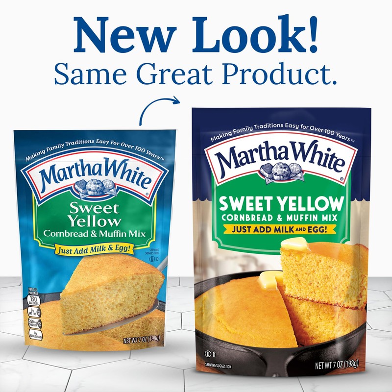 Martha White Sweet Yellow Cornbread and Muffin Mix, 7-Ounce Packages