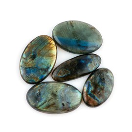 Yashee 2 PCS Natural Labradorite Cabochon, Loose Gemstone Flat Back Polished Oval For Jewelry Making, Crafts & DIY, Wedding Gift, Reiki, Wikka, Healing Chakra, Wire Wrapping Crystals 40-50 mm