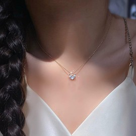 TseenYi Rhinestone Leaf Necklace Imitation Diamond Leaf Pendant Necklace Gold Crystal Leavesr Chain Necklaces CZ Leaves Bridal Wedding Sparkly Jewelry