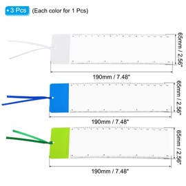 PATIKIL Bookmark Magnifier with Ruler, 3 Pack 3X Magnifying Sheet Page Magnifier Lens for Low Vision People Reading Book Magazine Newspaper, 3 Color