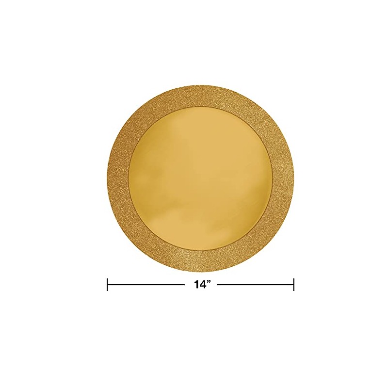8-Count Glitz Round Placemats with Glitter Border, Gold