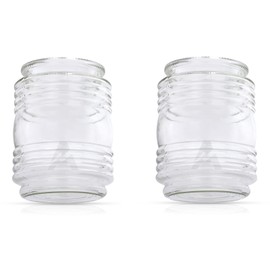 Airmont Products 3-1/4" Fitter Clear Jelly Jar Porch Glass Shade, Clear Cylindrical Replacement Glass for Wall Sconce & Outdoor Fixtures (2-Pack) AP-10501