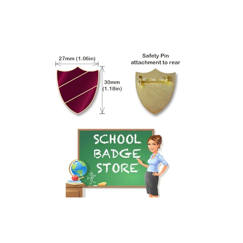 Prefect Shield School Badge - Enamel and Brass - Safety