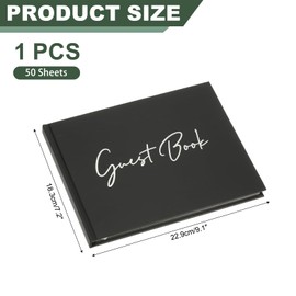 PATIKIL Guest Book, 100 Pages Wedding Guest Sign in Book Reception Signature Book Party Decorations Supplies for Birthday Bridal Shower, Black