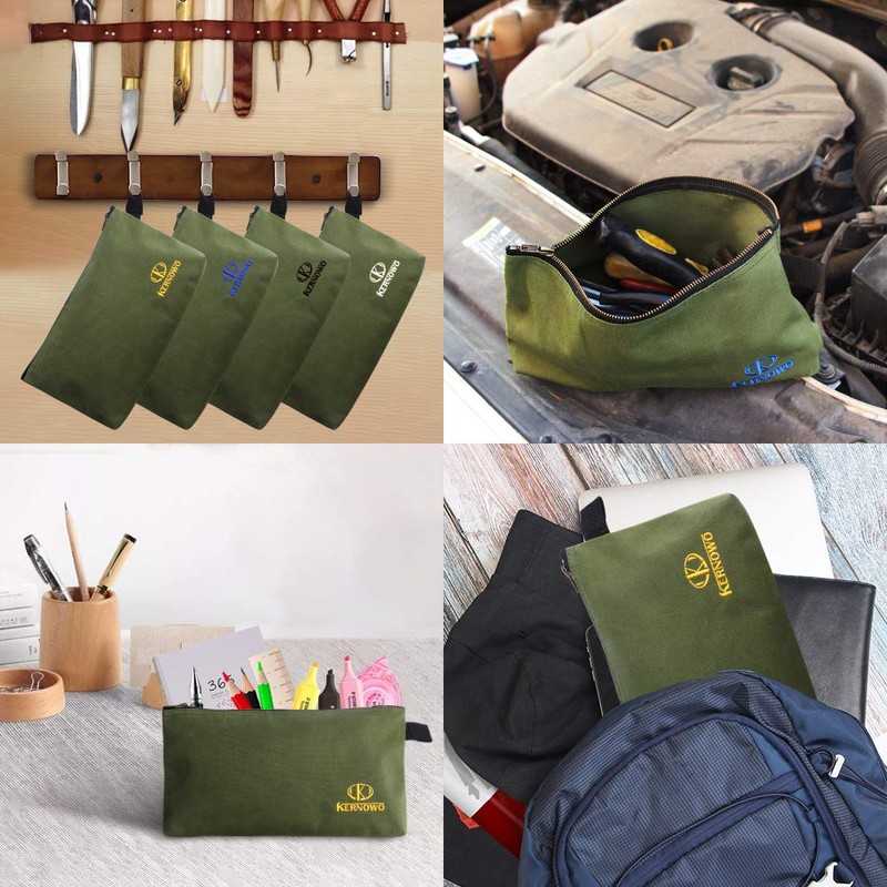 KERNOWO 4 Pack Upgrade Zipper Canvas Tool Pouch, 20 oz