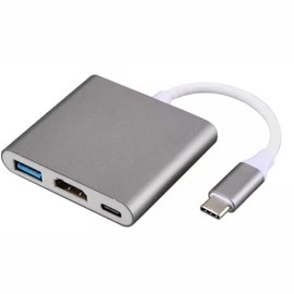 MR. GADGETS Adaptador Hub USB-C 3 en 1, USB-A 3.0, HDMI 4K 30Hz, PD 87w, Adaptador USB Tipo C, Compatible con iPad OS, Android, Chrome OS, Mac OS,... 