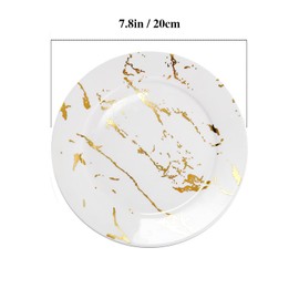 Loymokinar Modern 6-Piece Dinner Plate Set, 10-Inch White Marble Ceramic Plates with Gold Rim, Elegant Appetizer Salad Dessert Plates for Everyday Dining & Party.
