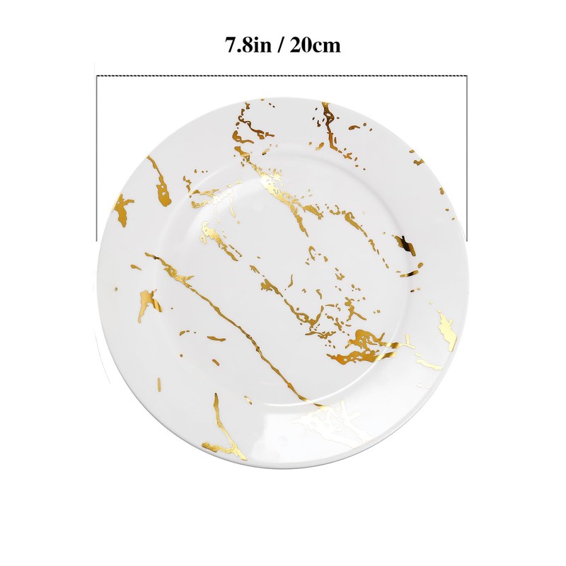 Loymokinar Modern 6-Piece Dinner Plate Set, 10-Inch White Marble Ceramic