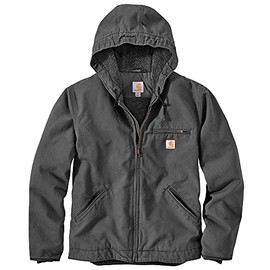 Carhartt Mens Relaxed Fit Washed Duck Sherpa-Lined Jacket (Big & Tall) Work Utility Outerwear, Gravel, 3X-Large US