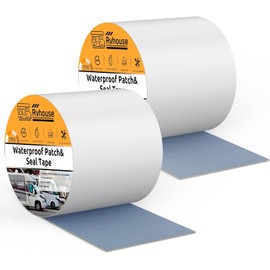 Rvhouse Waterproof Patch and Seal Tape 4”x 13 Ft 2 Pack UV Protective Backing Extra Thick Sealant Repair Tape Permanent Bond for Quick Patch of Cracks Tears Gaps Leaks Holes(White)