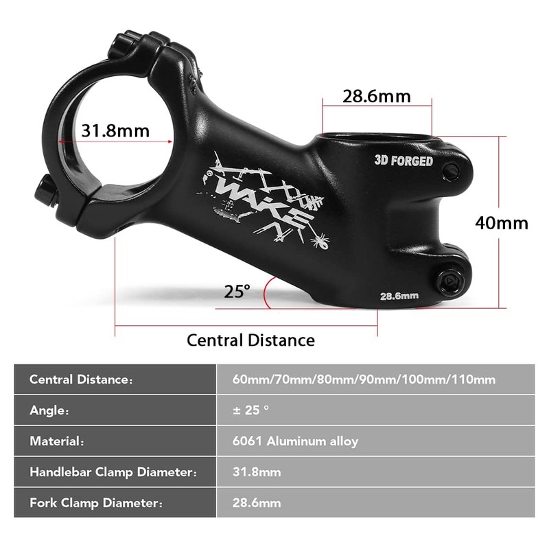 25 Degree Bicycle Stem Ultralight Bicycle Stem Mountain Road Bike