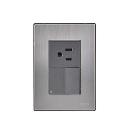 iGoto INOX2007 Con 1 apagador escalera y 1 contacto de 1.5 módulos, Acero Inoxidable, Color Oxford