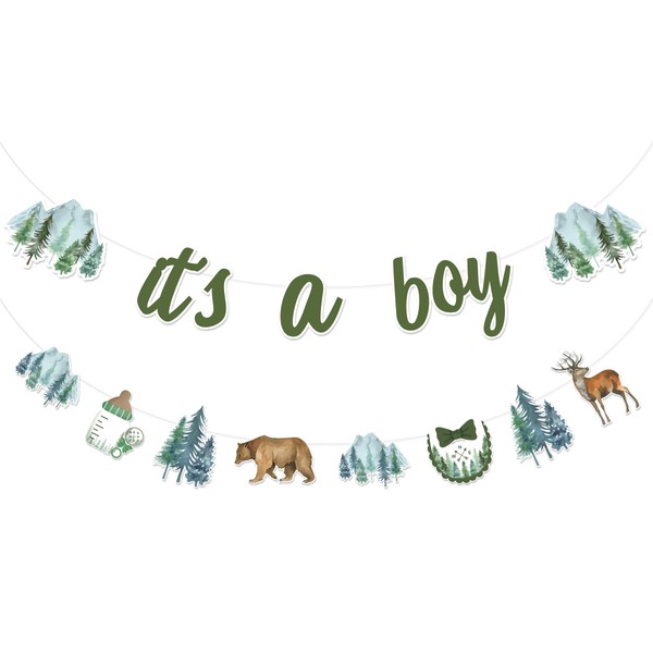 JOYMEMO Adventure It’s A Boy Baby Shower Banner, Let the