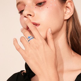 CUPENDA Cross Rings Sterling Silver Blue Opal Wrap Rings Adjustable Open Purity Ring for Women Jewellery Gifts for Girls