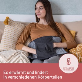 Imetec Intellisense Comfort Multi-Purpose Heating Pad Ideal for Back and Abdomen, Pocket for Hands, Fast Heating, Hypoallergenic Fabric, 5 Temperatures, Electric Block Safety System, Washable