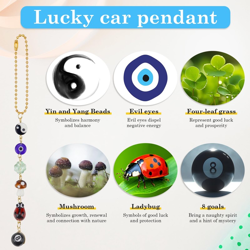 Evil Eye Car Hanging Ornament, Lucky Car Charm for Rear
