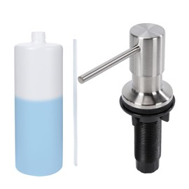 rigicko Silver Soap Dispenser for Kitchen Sink, 500ML/18OZ Built-in or Countertop Dispenser with Refillable Bottle