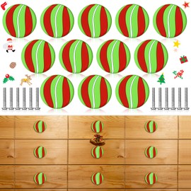 12 Pcs Christmas Knobs Covers for Cabinet Red and Green Decorative Cabinet Knobs 3D Silicone Peppermint Christmas Drawer Pulls for Holiday Kitchen Bathroom Dressers Home Party Decorations