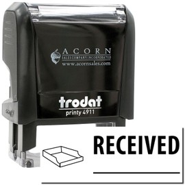 Self-Inking Received with Box Stamp, Ink Stamps for Business, Up to 5K Impressions, Available in 11 Ink Colors, Reinkable, Easy Press and Print Stamping, Size Approx 1/2" x 1-1/2"