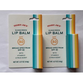 Trader Joe's 2 Pack Trader Joe's Sunscreen SPF 30 Broad Spectrum Lip Balm Citrus Scent 0.17oz