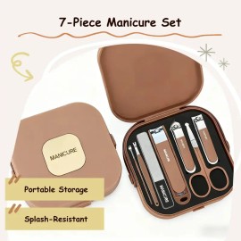 Manicure Pedicure Set 7 Piece Nail Clipper Kit with Storage Case – Portable Grooming Tools for Home Travel, Stainless Steel Nail Care Set for Men Women