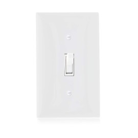 Maxxima 3 Way Toggle Wall Switch On/Off White 15A, Light Switch Wall Plates Included (Pack of 10)