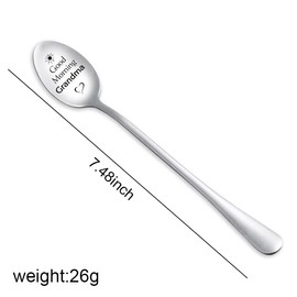 Good Morning Grandma Spoon Gifts for Nana Grandmother from Grandkids Mothers Day Gifts for Grandma Granny Nana Gifts from Grandchildren Xmas Birthday Gifts for Grammy Grandma Coffee Ice Cream Spoons