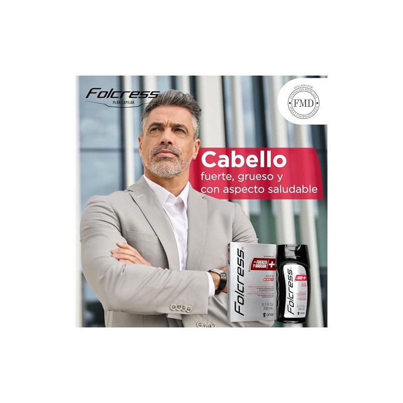 Folcress - Shampoo Fuerza y Grosor, Cabello Delgado, Para Hombre,