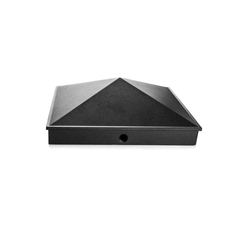 QWORK Aluminum Post Cap Covers, 12 Pack Black Pyramid Deck