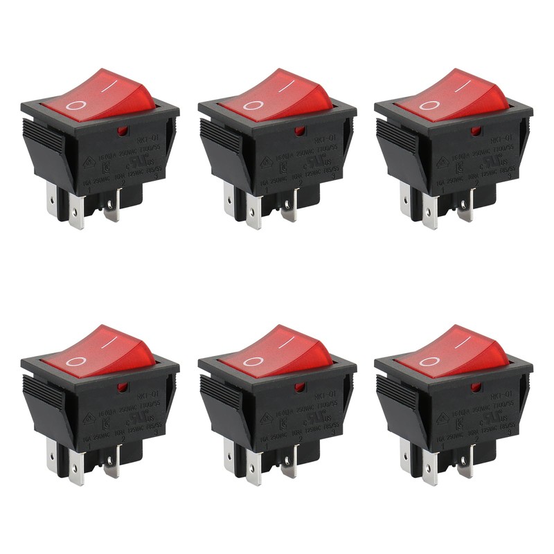 Baomain Red Light DPST ON/Off Snap in Boat Rocker Switch