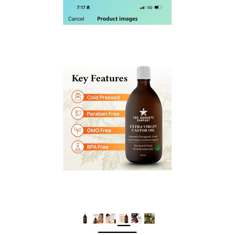 Virgin Extra Virgin Castor Oil Extremely Therapeutic Grade 16 Oz