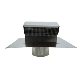 RDP Rooftop Exhaust Vent Cap with Damper and Bottom Extension (4 Inch, Galvanized)