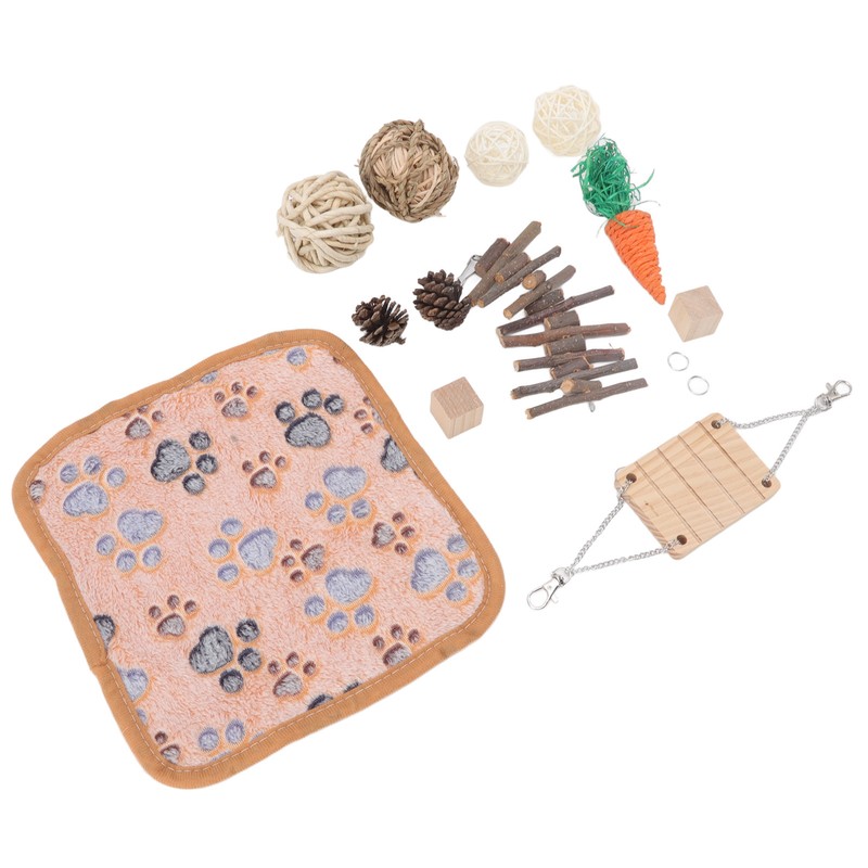 12Pcs Hamster Toy Set Natural Safe Hand Woven Teeth Grinding