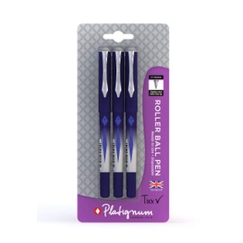 Platignum Tixx Blue Gel Ink Roller Ball Pen [Pack of 3] 1500 m Writing Length [Ref: 50503]