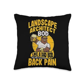 Funny Lawn Care Gardening Gifts For Father's Day Landscape Architect Like A Dad BOD Plant Daddy Gardener Throw Pillow, 16x16, Multicolor