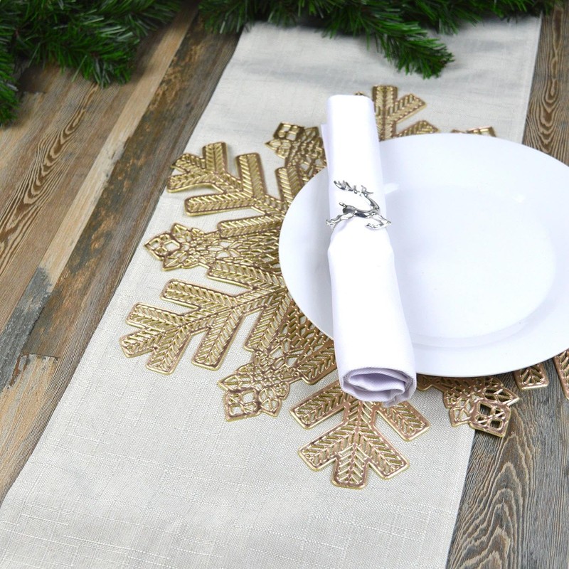 YöL Set Of 6 Gold Snowflake Placemats PVC Christmas Table