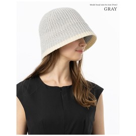 Loo&c Women's Hat, Small Face, Thermon, Bucket Hat, Large Size, UV Protection, Adjustable Size, gray