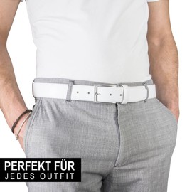 LINDENMANN Men's Leather Belt, 35 mm Wide, Belt, Men's Full Leather Belt, White, Size/Size: 115, Colour/Colour: White, White