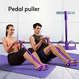 Genérico Bandas Elásticas de Resistencia para Ejercicio, 2025 Nuevos Pedal Estirador de Tobillo de 4 Tubos, Tensor de Tobillo Ajustable para Fitness, Yoga y Entrenamiento