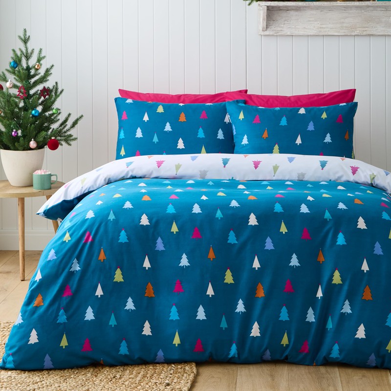 Catherine Lansfield Christmas Tree Soft Microfibre Reversible Single Duvet Cover