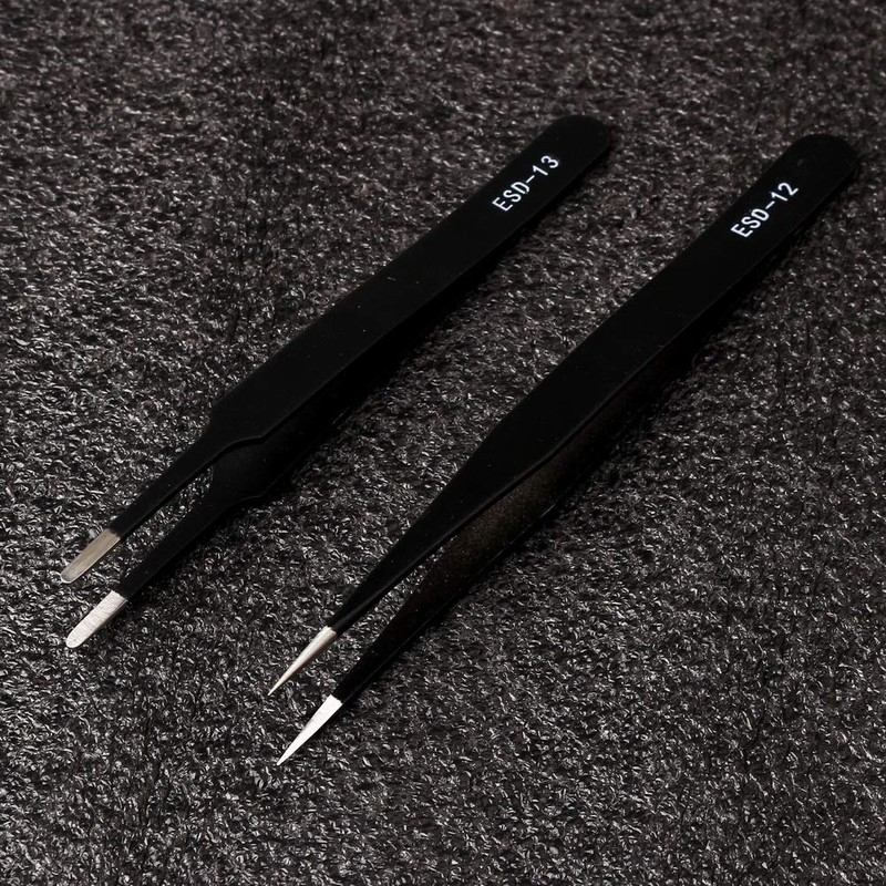 ZHIYE Precision ESD Anti-Static Tweezers, 7 pcs Stainless Steel Tweezers