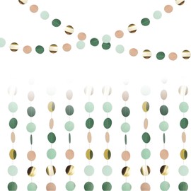 Round Paper Garland Forest Green - Set of 3 Party Garlands 4 m Each - Hanging Decoration for Birthday, Anniversary, Wedding & Festivals