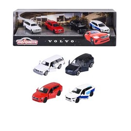 Majorette 212057615SD1 - Volvo Cars 4-Pack Gift Box - Gift Box 4 Pieces Volvo Cars in Metal with Freewheel, 7.5 cm, from 3 Years