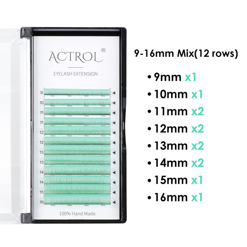 Colored Eyelash Extensions Easy Fan Sky Blue 9-16mm Mixed C