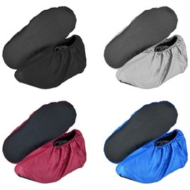 MELTU 1 Pair Reusable Shoe Covers, Non-Slip Washable Overshoes, Waterproof Boot Covers, Dustproof Overshoes for Household (Black)