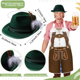Langyiwee 4 Pcs Oktoberfest Costume for Couple Oktoberfest Aprons German Hats Blond Wig Couples Cooking Aprons with Tying Ropes for German Oktoberfest Dress Kitchen Cooking BBQ Party Gifts