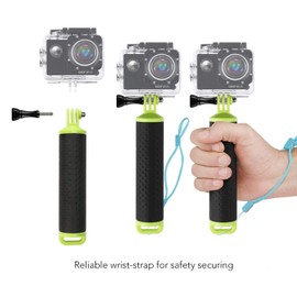 WOLFANG Schwimmer Handgriff Action Cam Unterwasser Handgriff, Floating Hand Grip Einbeinstativ Tauchen Stock für Kamera Action