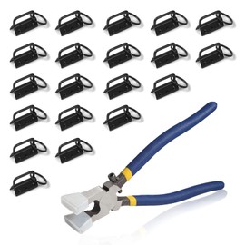 SPEEDWOX 20 Pcs 1.25" Dark Black Key Fob Hardware Set with Key Fob Pliers, 8" Glass Breaking Pliers with Rubber Tips PVC Handles, for Webbing Fabric Strapping Wristlet Keychain Key Lanyard Making