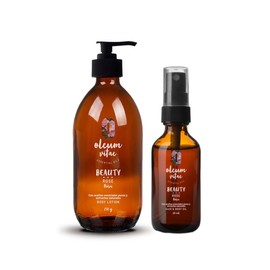 OLEUM VITAE Kit Dúo Hidratación Rosas. Crema Corporal y Aceite para Cabello y Cuerpo con Aceite Esencial de Rosa Mosqueta.